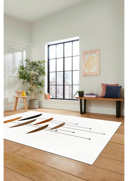 Baskılı Kaymaz Taban Yıkanabilir Modern Yolluk Mutfak Salon Halısı MODERN-112-BEYAZ modelleri