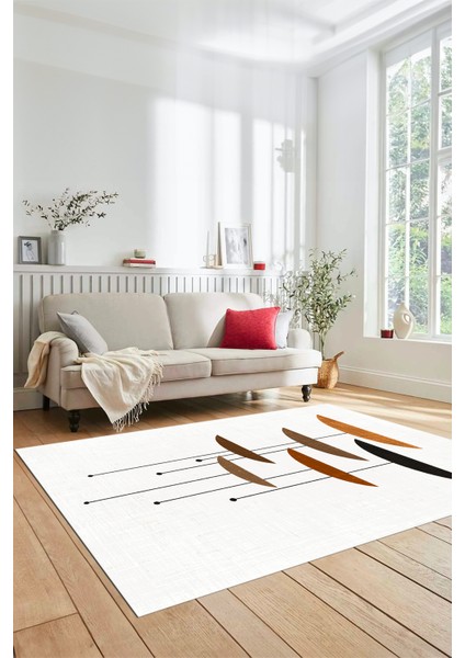 Baskılı Kaymaz Taban Yıkanabilir Modern Yolluk Mutfak Salon Halısı MODERN-112-BEYAZ indirimleri