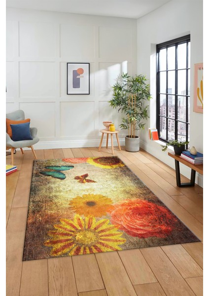 Baskılı Kaymaz Taban Yıkanabilir Modern Yolluk Mutfak Salon Halısı MODERN-109-RENKLİ fiyatları