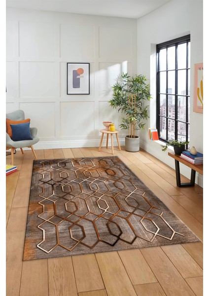 Modern Desen Dijital Kaymaz Yıkanabilir Yolluk Mutfak Salon Halısı Modern-90-Kahve fırsatları