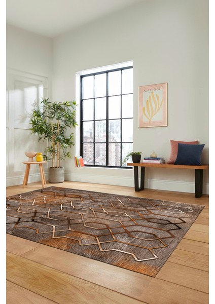 Modern Desen Dijital Kaymaz Yıkanabilir Yolluk Mutfak Salon Halısı Modern-90-Kahve indirimleri