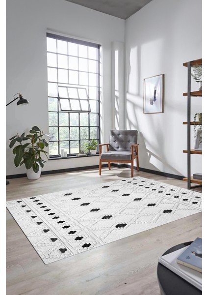 Baskılı Kaymaz Yıkanabilir Şık Kilim Desen Yolluk Mutfak Halısı Salon Halısı Modern-65-Gri fırsatları