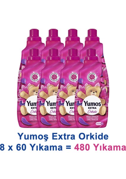 Extra Konsantre Çamaşır Yumuşatıcısı Orkide 1440 ml 60 Yıkama x 8 Adet