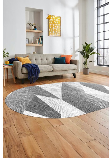 Baskılı Kaymaz Yıkanabilir Modern Oval Koridor Halısı Mutfak Halısı Salon Halısı O-Modern-54-Beyaz modelleri