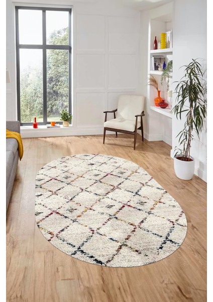 Baskılı Kaymaz Yıkanabilir Kilim Desen Oval Yolluk Mutfak Halısı Salon Halısı O-Modern-57-Renkli fırsatları
