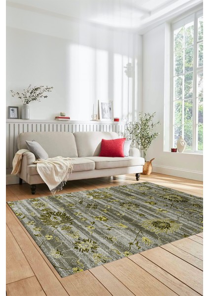 Modern Etnik Desen Dijital Kaymaz Yıkanabilir Yolluk Mutfak Salon Halısı Modern-30-Yeşil modelleri