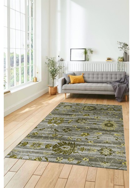 Modern Etnik Desen Dijital Kaymaz Yıkanabilir Yolluk Mutfak Salon Halısı Modern-30-Yeşil fırsatları