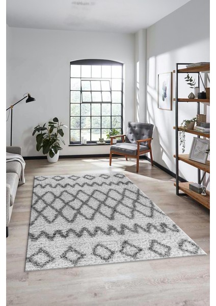 Modern Kilim Desen Dijital Kaymaz Yıkanabilir Yolluk Mutfak Salon Halısı Modern-92-Gri