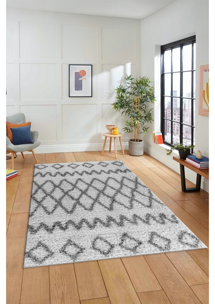 Modern Kilim Desen Dijital Kaymaz Yıkanabilir Yolluk Mutfak Salon Halısı Modern-92-Gri