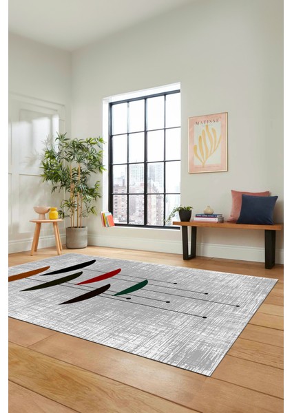 Baskılı Kaymaz Taban Yıkanabilir Modern Yolluk Mutfak Salon Halısı MODERN-112-GRİ modelleri