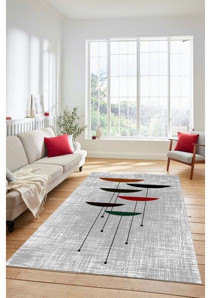 Baskılı Kaymaz Taban Yıkanabilir Modern Yolluk Mutfak Salon Halısı MODERN-112-GRİ fırsatları
