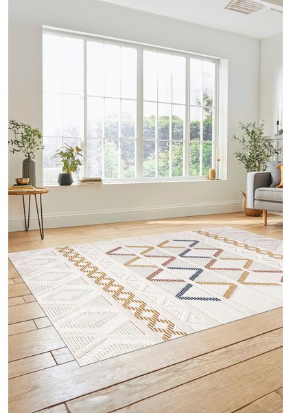 Kilim Desen Modern Tasarım Dijital Kaymaz Yıkanabilir Yolluk Mutfak Salon Halısı Modern-81-Renkli
