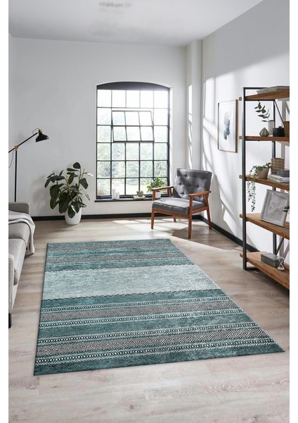Kilim Desen Özel Tasarım Dijital Kaymaz Yıkanabilir Yolluk Mutfak Salon Halısı Modern-83-Turkuaz fiyatları