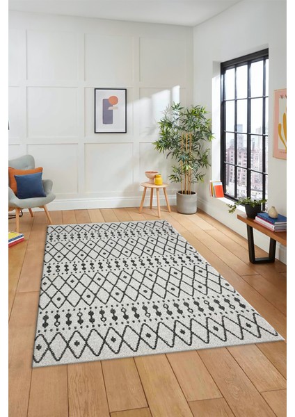 3D Kilim Desen Özel Dijital Kaymaz Yıkanabilir Yolluk Mutfak Salon Halısı Modern-84-Gri