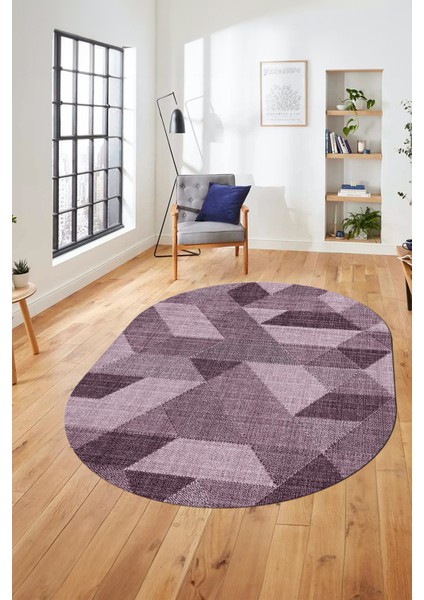 Baskılı Kaymaz Taban Yıkanabilir Modern Şık Oval Yolluk Mutfak Salon Halısı O-Modern-96-Pembe modelleri