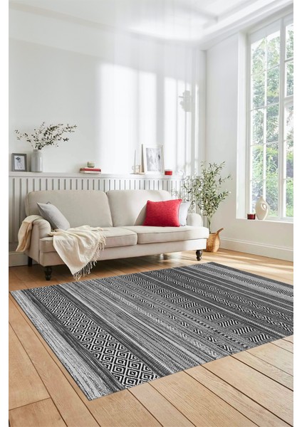 Modern Kilim Desenli Dijital Kaymaz Yıkanabilir Yolluk Mutfak Salon Halısı Modern-17-Gri modelleri