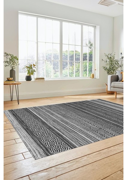 Modern Kilim Desenli Dijital Kaymaz Yıkanabilir Yolluk Mutfak Salon Halısı Modern-17-Gri indirimleri