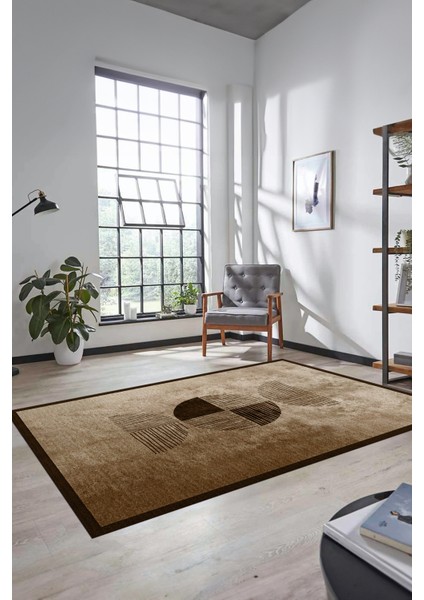 Baskılı Kaymaz Taban Yıkanabilir Modern Yolluk Mutfak Salon Halısı Modern-94-Kahve fiyatları