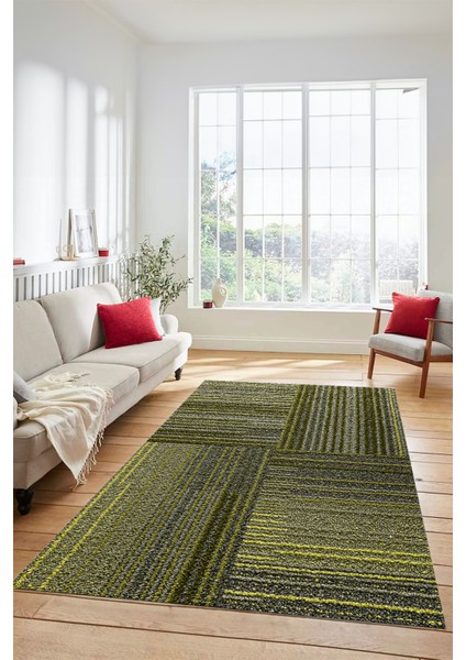 3D Modern Kilim Desen Dijital Kaymaz Yıkanabilir Yolluk Mutfak Salon Halısı Modern-34-Yeşil