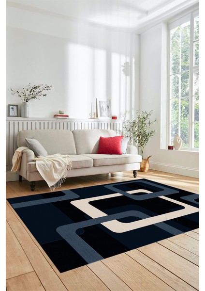 Şık Baskılı Kaymaz Yıkanabilir Modern Yolluk Koridor Mutfak Salon Halısı Modern-40-Lacivert fiyatları