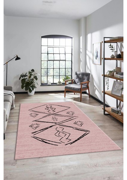 Baskılı Kaymaz Yıkanabilir Şık Modern Yolluk Mutfak Halısı Salon Halısı Modern-59-Pembe fırsatları