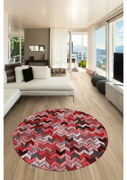 Baskılı Kaymaz Taban Yıkanabilir Renkli Modern Mutfak Yuvarlak Salon Halısı Y-Modern-02-Pembe fiyatları