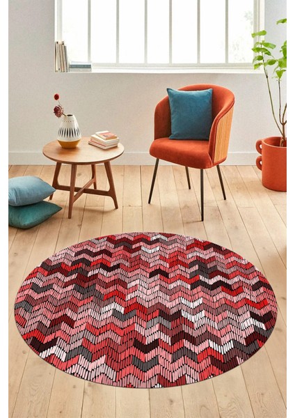 Baskılı Kaymaz Taban Yıkanabilir Renkli Modern Mutfak Yuvarlak Salon Halısı Y-Modern-02-Pembe modelleri