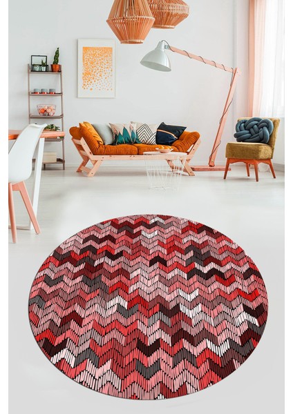 Baskılı Kaymaz Taban Yıkanabilir Renkli Modern Mutfak Yuvarlak Salon Halısı Y-Modern-02-Pembe fırsatları