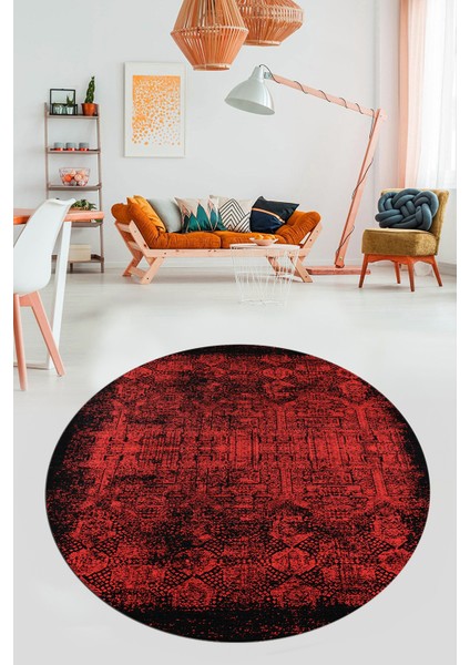 Baskılı Kaymaz Taban Yıkanabilir Sade Modern Mutfak Yuvarlak Salon Halısı Y-Modern-04-Kırmızı fırsatları