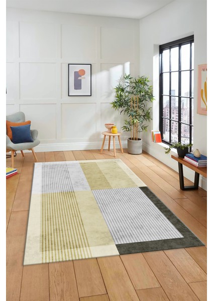 Baskılı Kaymaz Taban Yıkanabilir Modern Şık Yolluk Mutfak Salon Halısı MODERN-107-KREM fiyatları