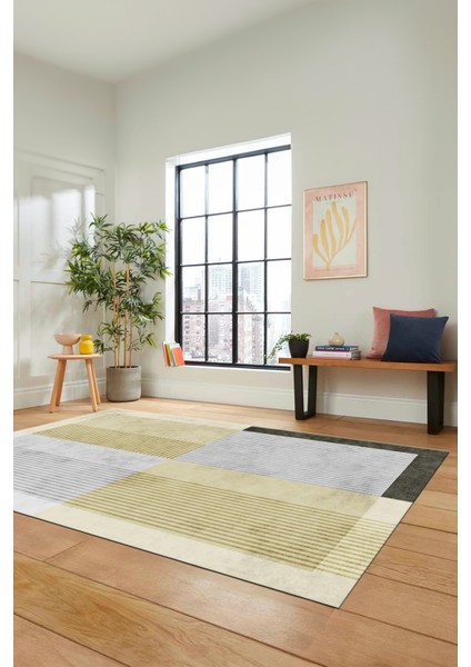 Baskılı Kaymaz Taban Yıkanabilir Modern Şık Yolluk Mutfak Salon Halısı MODERN-107-KREM modelleri