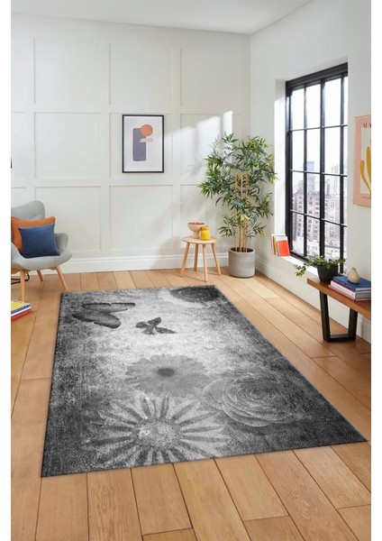 Baskılı Kaymaz Taban Yıkanabilir Modern Yolluk Mutfak Salon Halısı MODERN-109-GRİ fiyatları