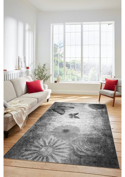 Baskılı Kaymaz Taban Yıkanabilir Modern Yolluk Mutfak Salon Halısı MODERN-109-GRİ fırsatları