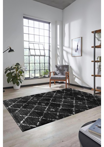 Baskılı Kaymaz Yıkanabilir Kilim Desen Yolluk Mutfak Halısı Salon Halısı Modern-57-Antrasit indirimleri