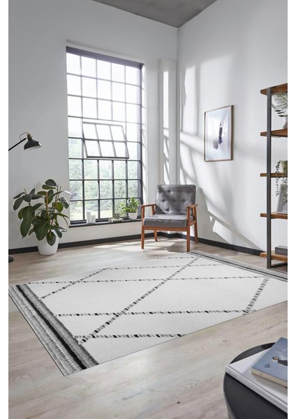 Renkli Modern Kilim Desenli Dijital Kaymaz Yıkanabilir Yolluk Mutfak Salon Halısı Modern-76-Gri