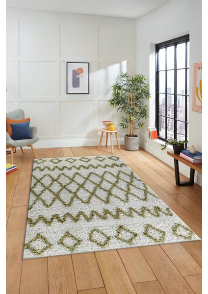 Modern Kilim Desen Dijital Kaymaz Yıkanabilir Yolluk Mutfak Salon Halısı Modern-92-Yeşil