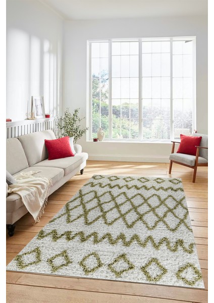 Modern Kilim Desen Dijital Kaymaz Yıkanabilir Yolluk Mutfak Salon Halısı Modern-92-Yeşil
