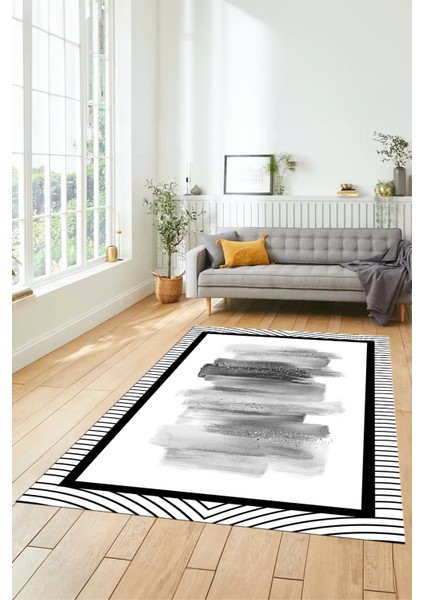 Renkli Modern Desenli Dijital Kaymaz Yıkanabilir Yolluk Mutfak Salon Halısı Modern-22-Gri fırsatları