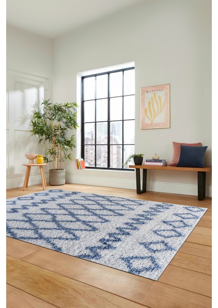 Modern Kilim Desen Dijital Kaymaz Yıkanabilir Yolluk Mutfak Salon Halısı Modern-92-Mavi fırsatları