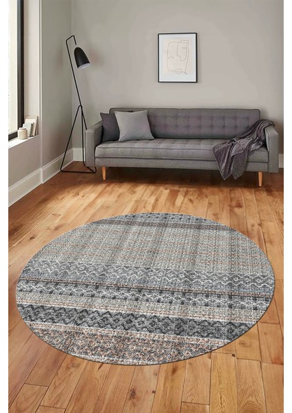 Baskılı Kaymaz Yıkanabilir Şık Kilim Desen Yuvarlak Mutfak Halısı Salon Halısı Y-Modern-70-Renkli fırsatları