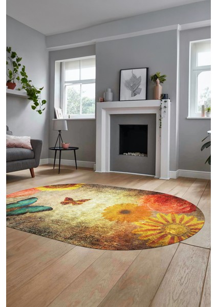 Baskılı Kaymaz Taban Yıkanabilir Modern Oval Yolluk Mutfak Salon Halısı O-MODERN-109-RENKLİ indirimleri
