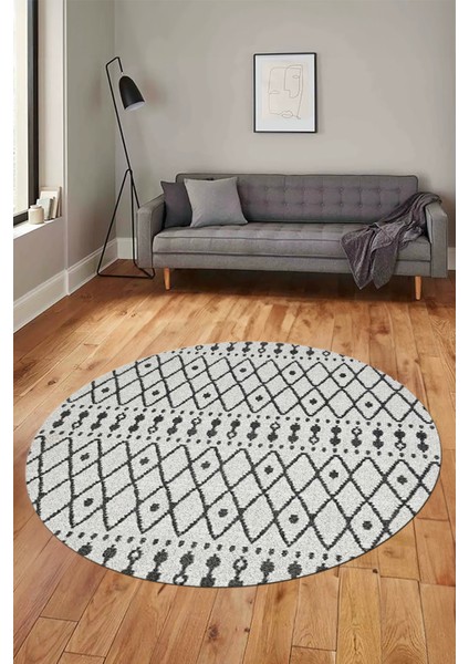 3D Kilim Desen Özel Tasarım Kaymaz Yıkanabilir Yuvarlak Mutfak Salon Halısı Y-Modern-84-Gri modelleri