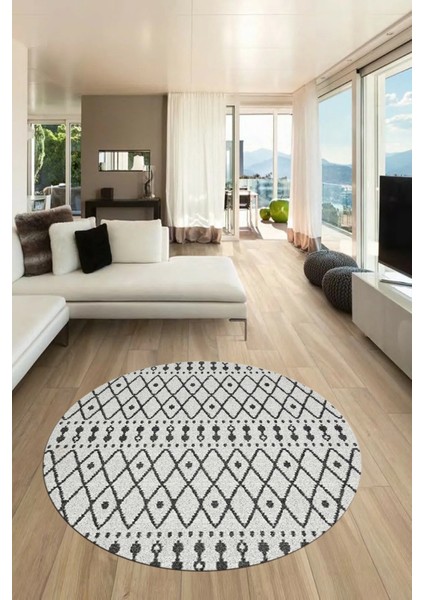 3D Kilim Desen Özel Tasarım Kaymaz Yıkanabilir Yuvarlak Mutfak Salon Halısı Y-Modern-84-Gri indirimleri
