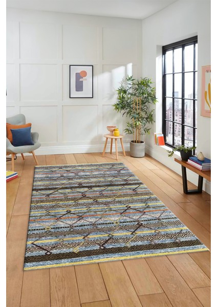 Kilim Desen Özel Tasarım Dijital Kaymaz Yıkanabilir Yolluk Mutfak Salon Halısı Modern-85-Renkli