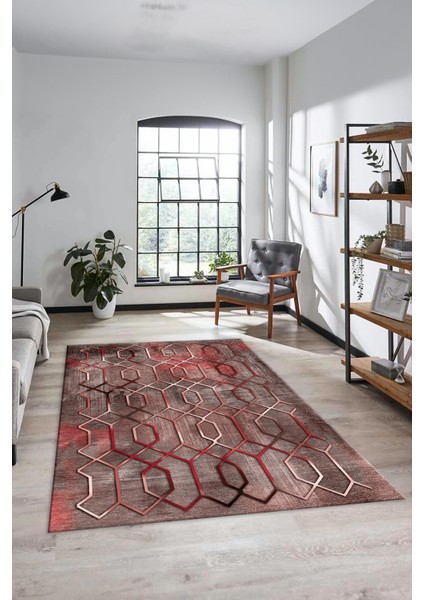 Modern Desen Dijital Kaymaz Yıkanabilir Yolluk Mutfak Salon Halısı Modern-90-Pembe fiyatları