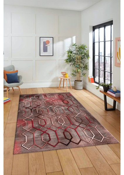 Modern Desen Dijital Kaymaz Yıkanabilir Yolluk Mutfak Salon Halısı Modern-90-Pembe fırsatları