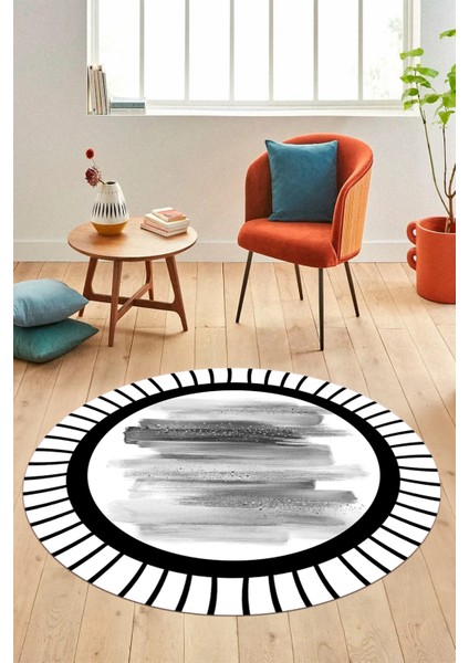 Renkli Modern Desenli Dijital Kaymaz Yıkanabilir Yuvarlak Mutfak Salon Halısı Y-Modern-22-Gri fiyatları