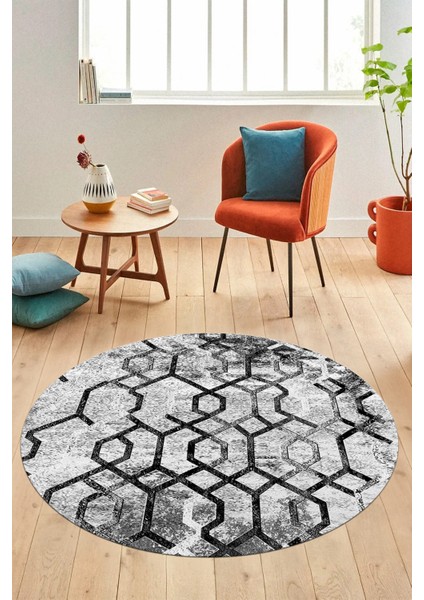 Baskılı Kaymaz Taban Yıkanabilir Şık Modern Mutfak Yuvarlak Salon Halısı Y-Modern-03-Gri modelleri