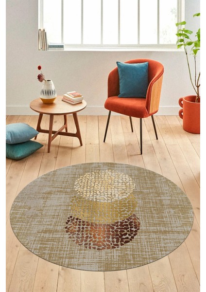 Baskılı Kaymaz Taban Yıkanabilir Modern Mutfak Yuvarlak Salon Halısı Y-Modern-01-Kahve modelleri