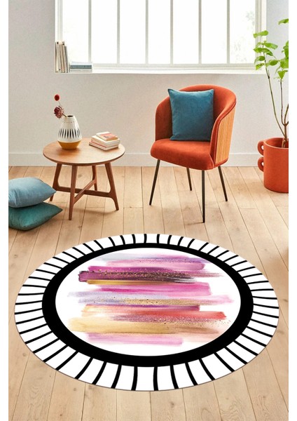Renkli Modern Desenli Dijital Kaymaz Yıkanabilir Yuvarlak Mutfak Salon Halısı Y-Modern-22-Renkli fiyatları